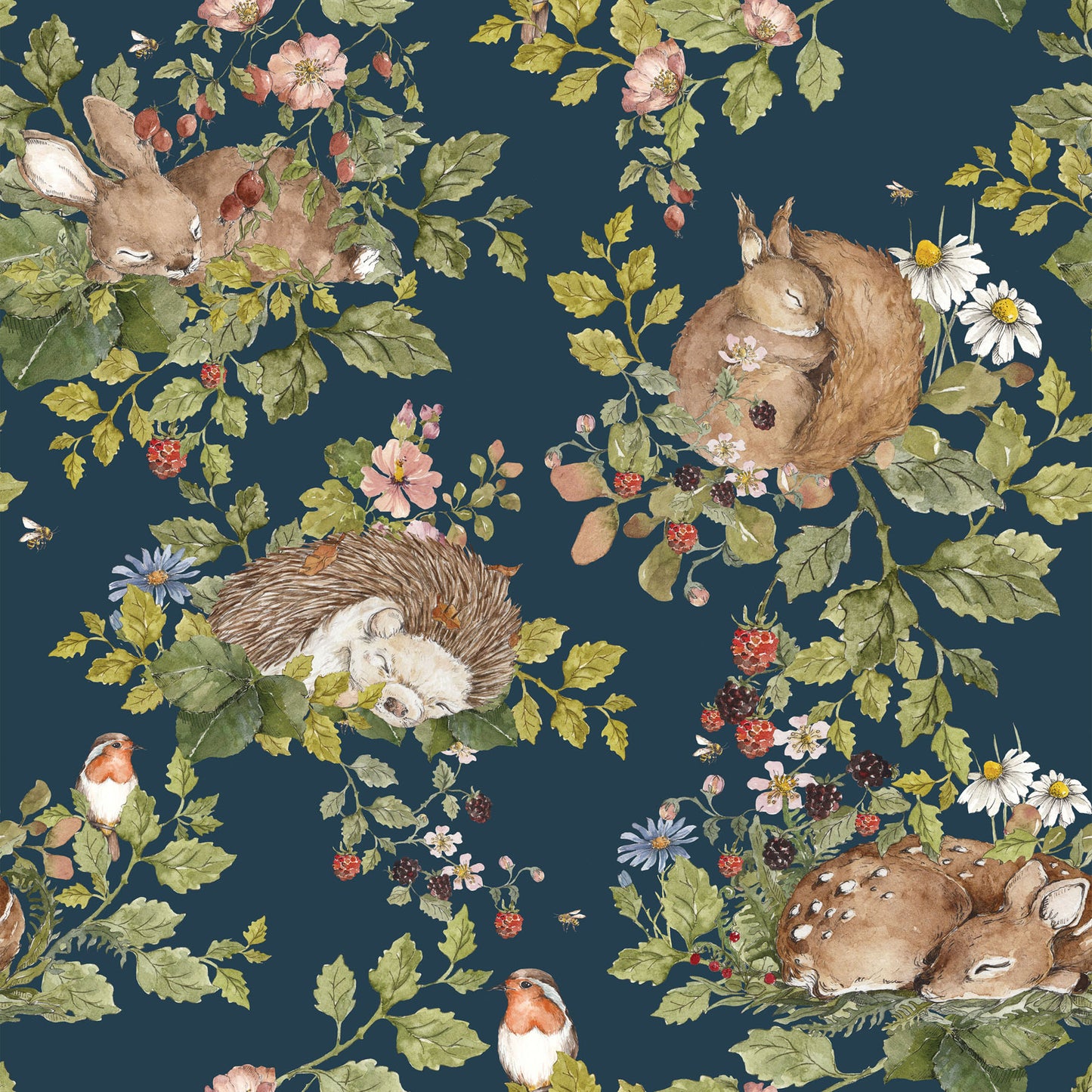 Little Sleepy Animals Dark Wallpaper