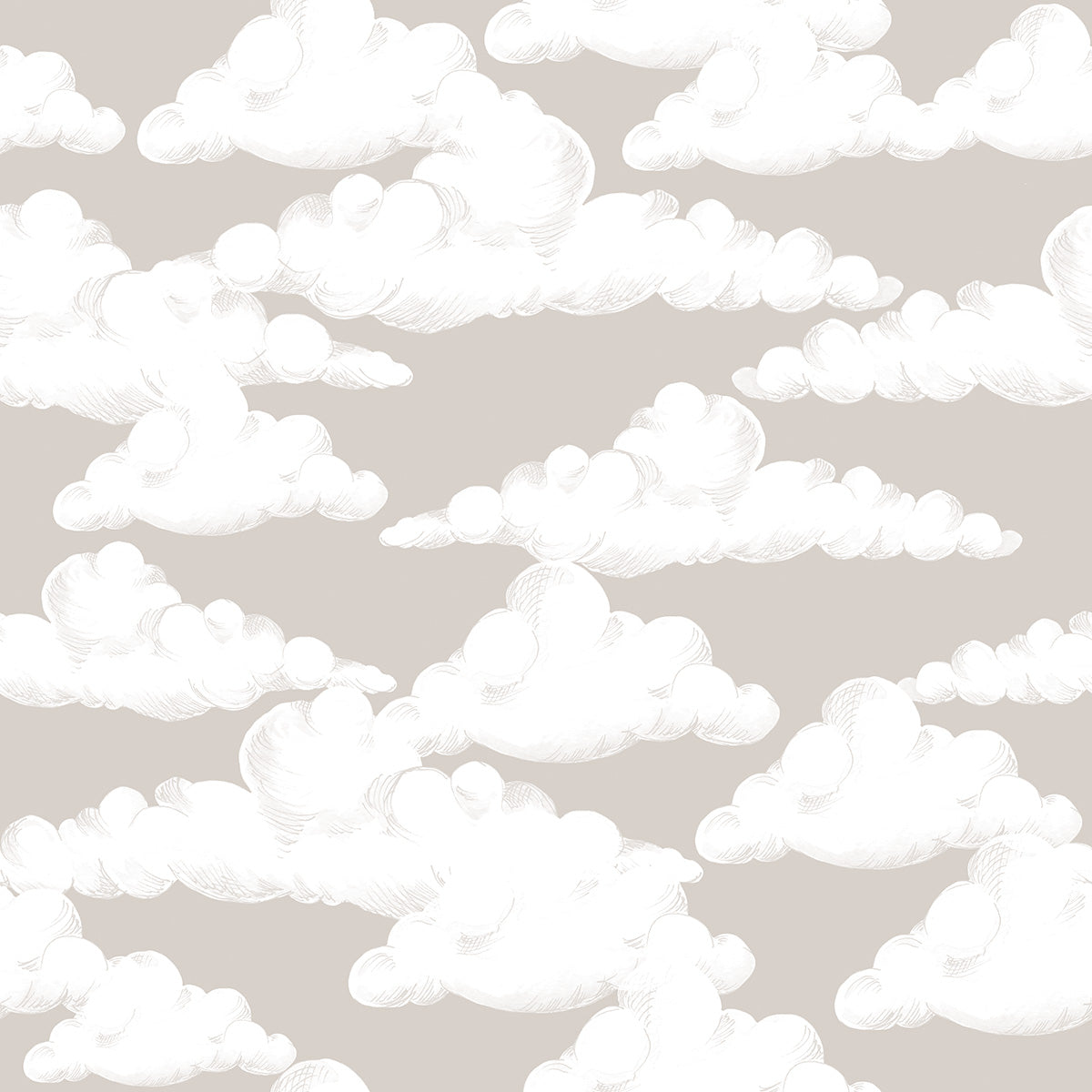 Velveteen Clouds Beige Wallpaper