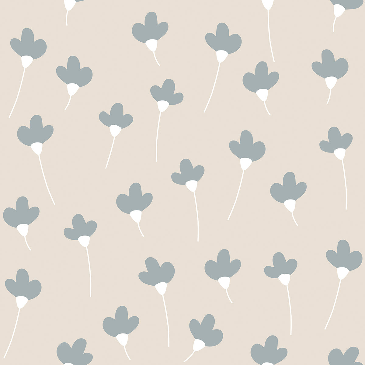 Daisies Beige Blue Wallpaper