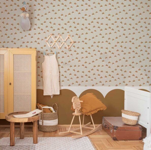 Daisies Beige Cinnamon Wallpaper