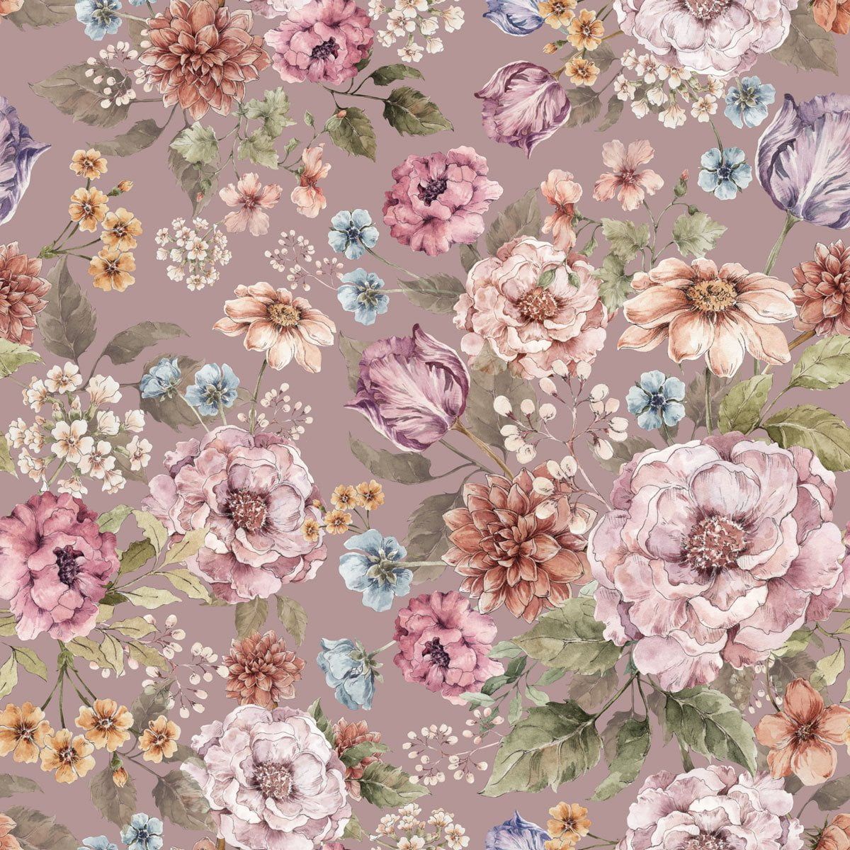 Bouquet of Flowers Lilac Wallpaper