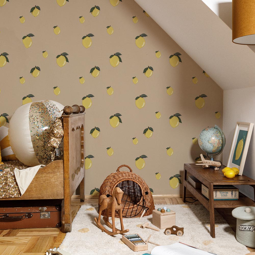 Little Lemons Beige Wallpaper