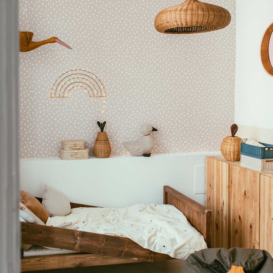 Irregular Dots Powder Pink White Wallpaper