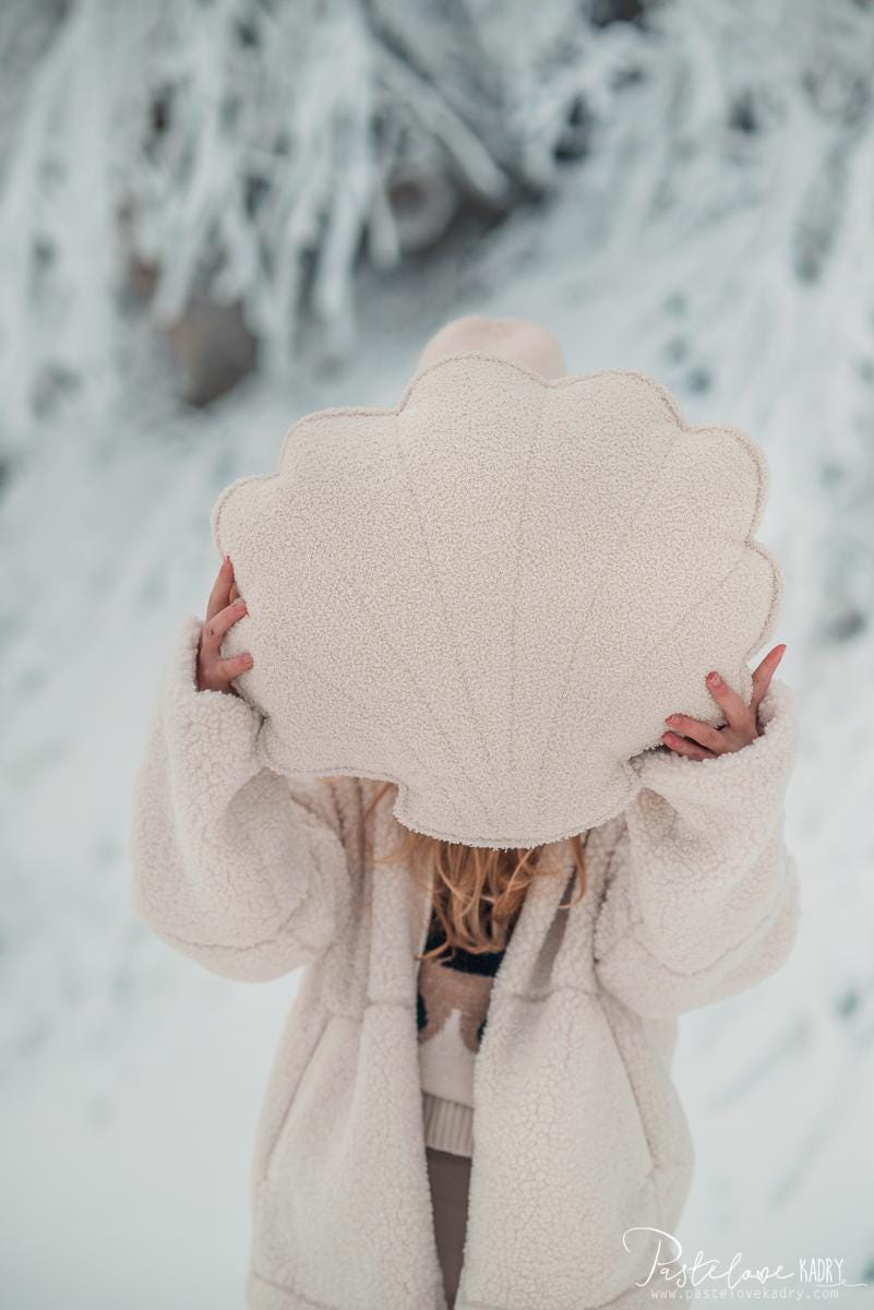 Boucle "White Teddy" Shell Pillow