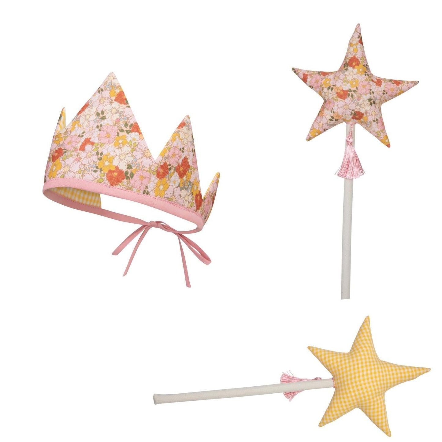 “Spring Garden” Cotton Crown and Wand Magic Set