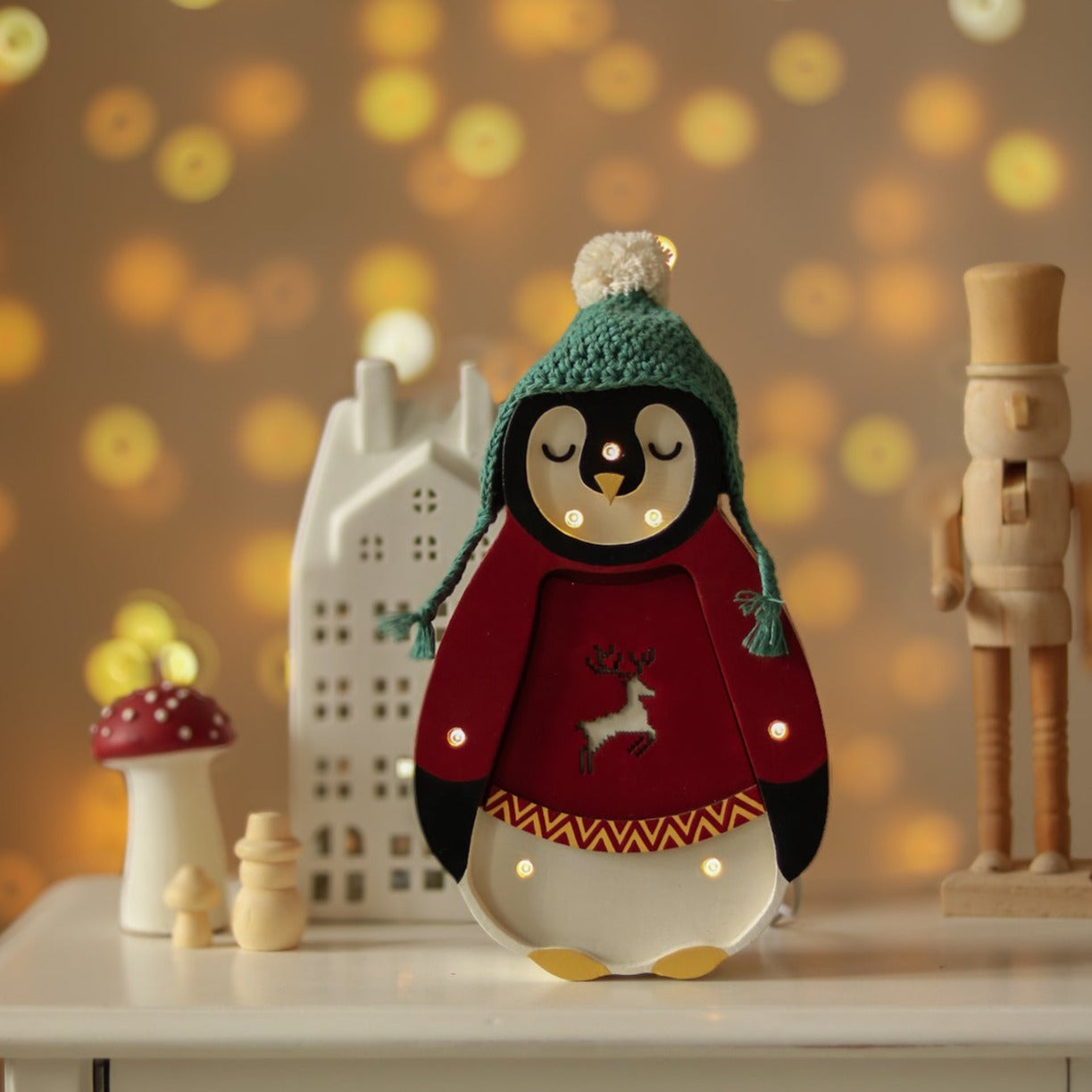Little Lights Mini Holiday Penguin Lamp ~ Red