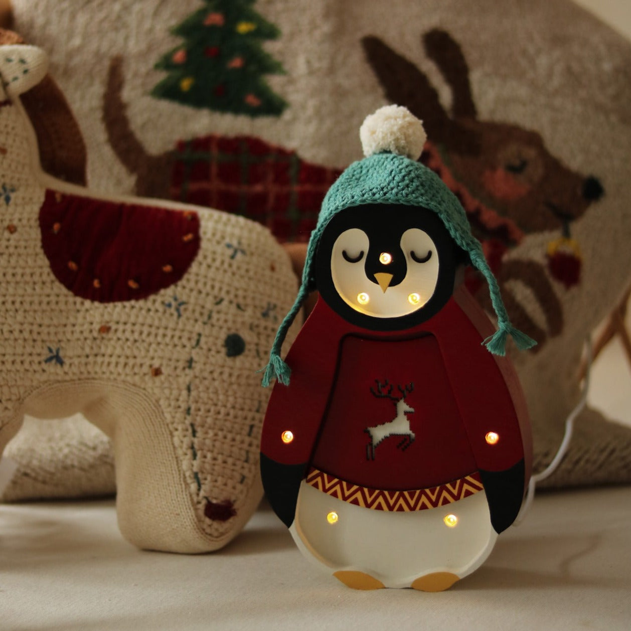 Little Lights Mini Holiday Penguin Lamp ~ Red