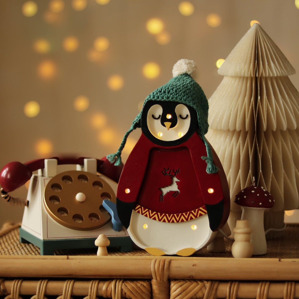 Little Lights Mini Holiday Penguin Lamp ~ Red