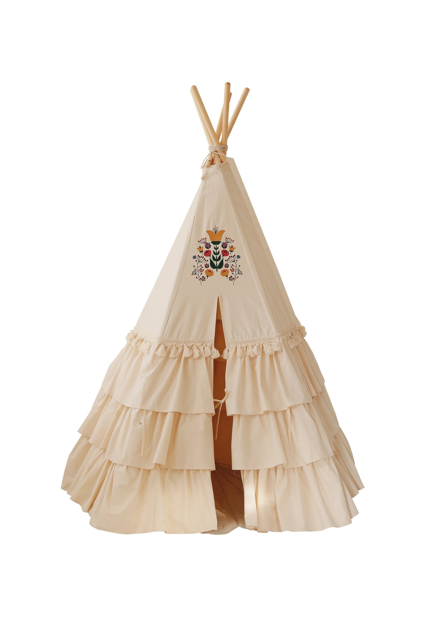 "Folk" Teepee Tent with Frills and "Marsala" Shell Mat Set