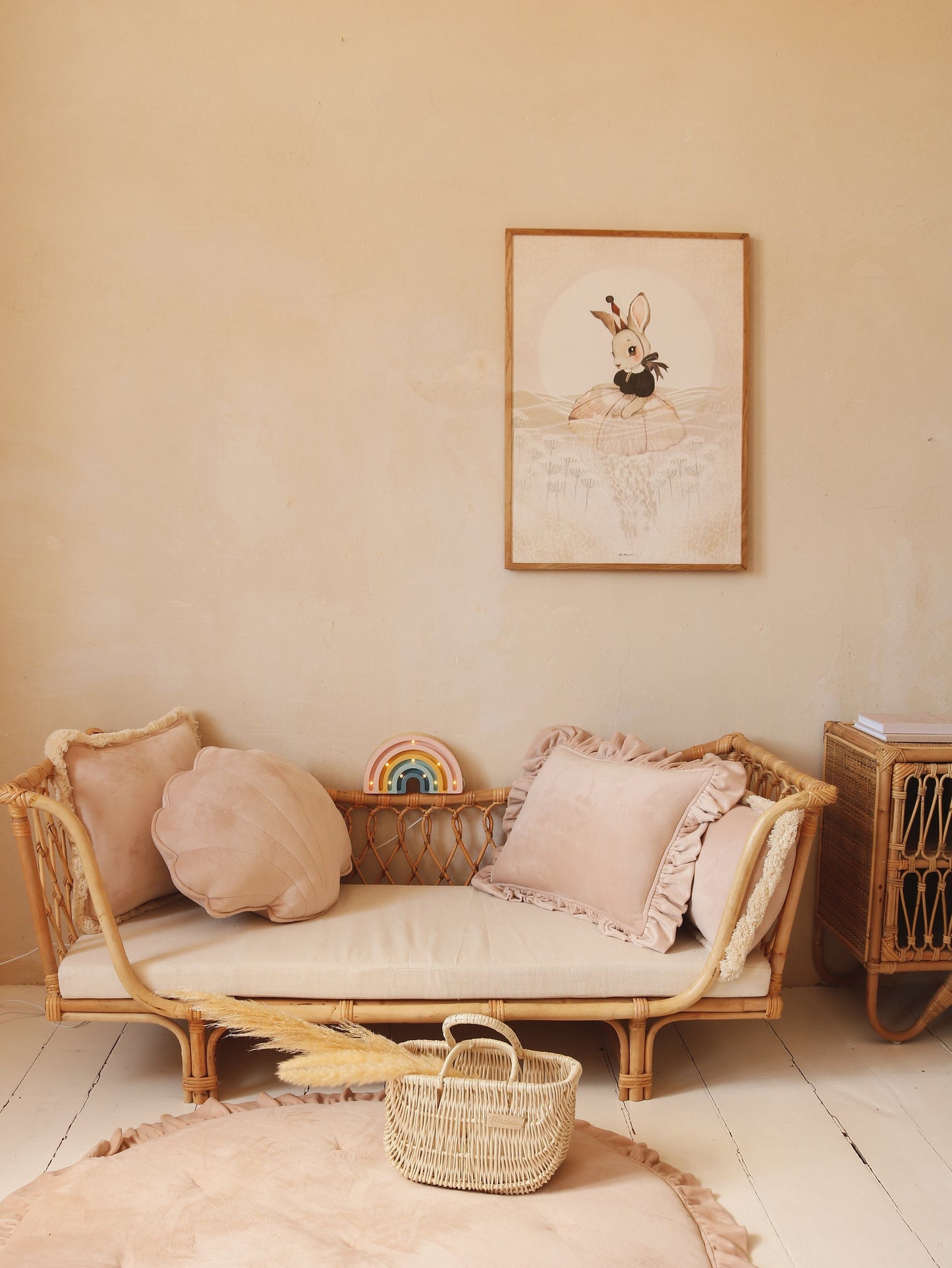 “Latte” Soft Velvet Pillow with Frill