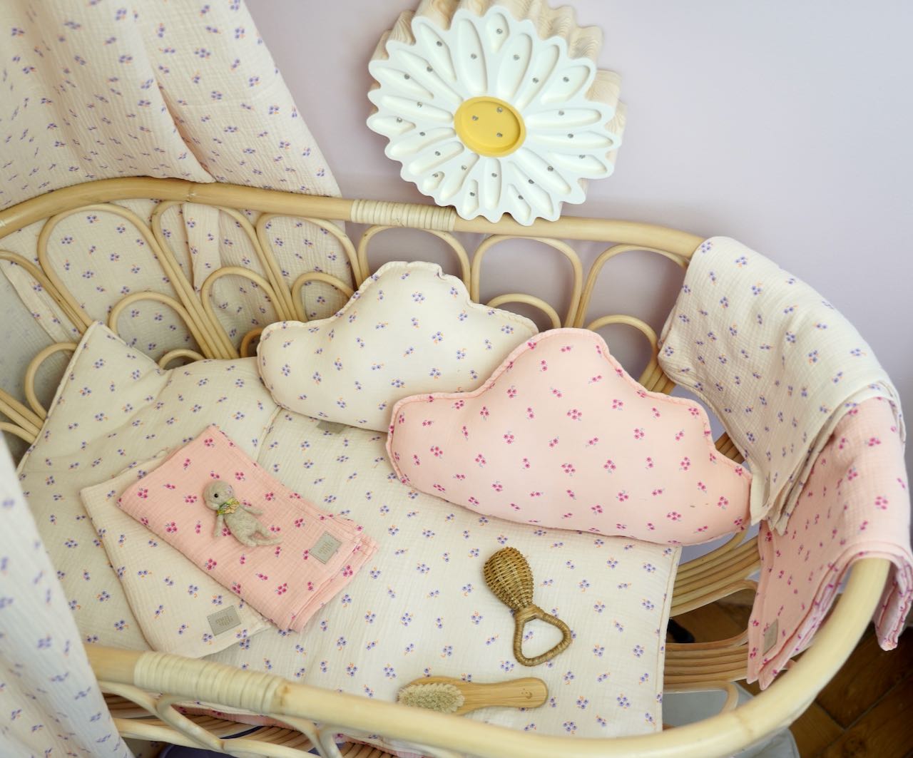 Muslin "Pink Forget-Me-Not" Cloud Pillow