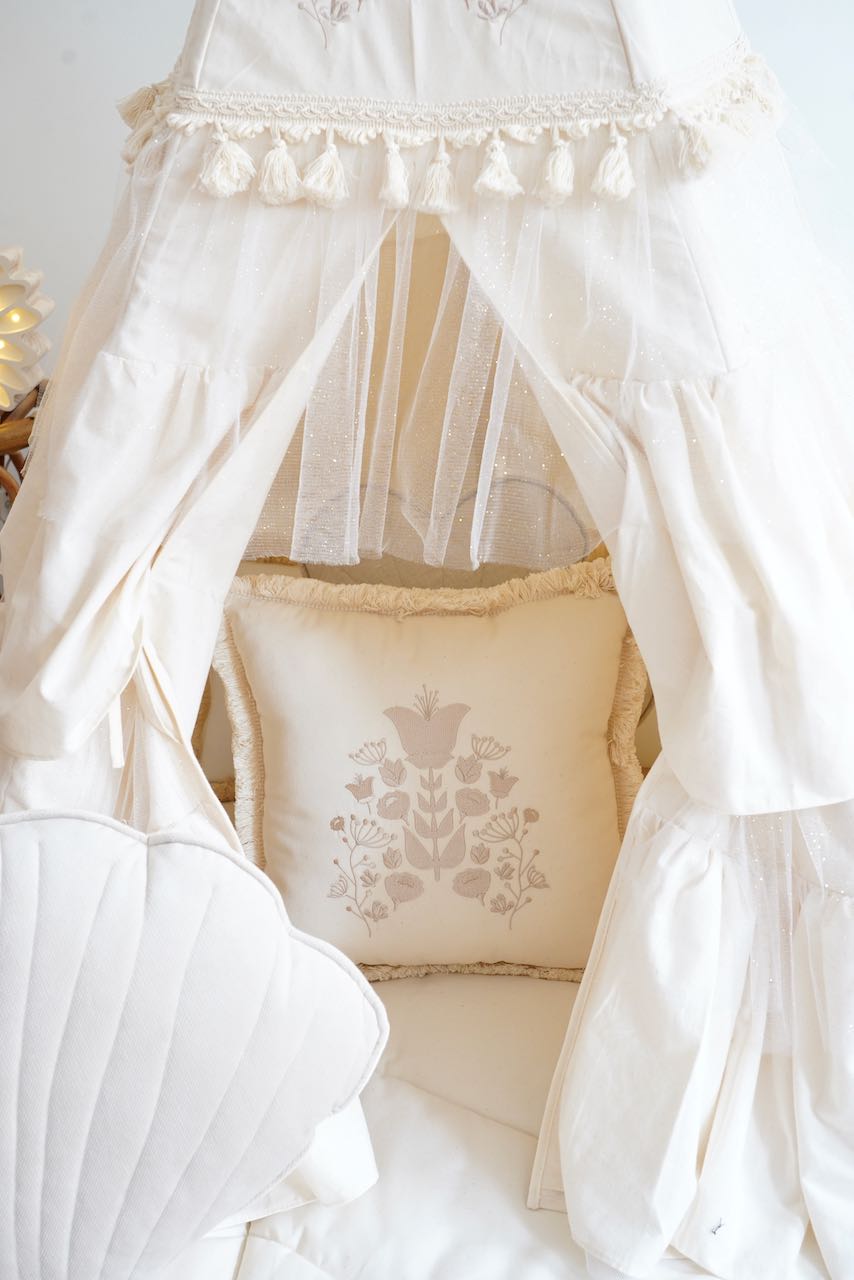 “Boho” Teepee Tent with Frills and "Caramel" Mat with Frill Set