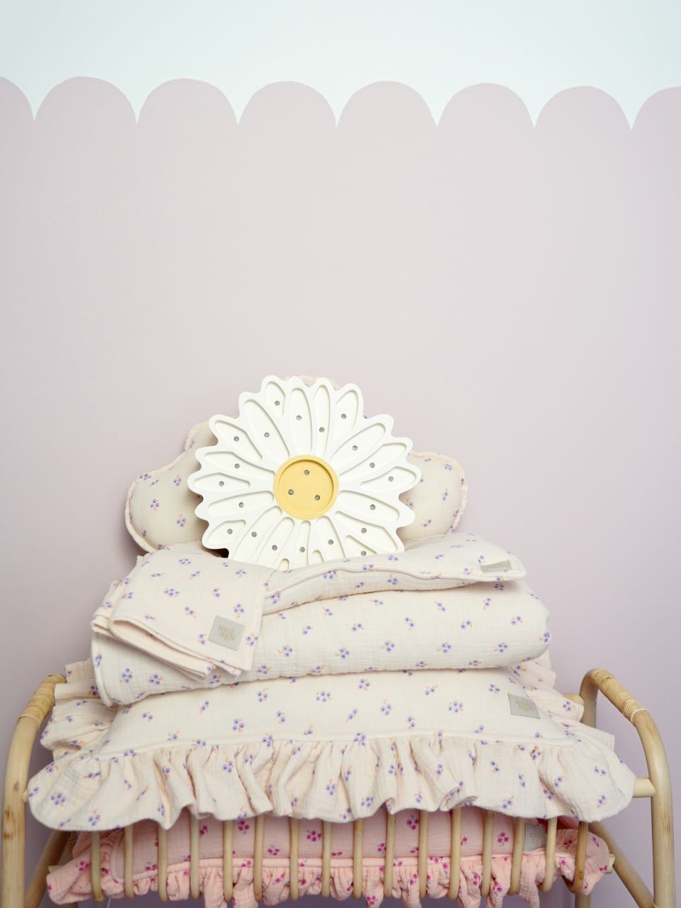 "Purple forget-me-not" Muslin Pillow with Frill