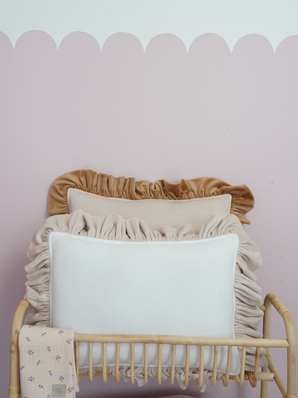 "Caffé latte" Soft Velvet Pillow with Frill