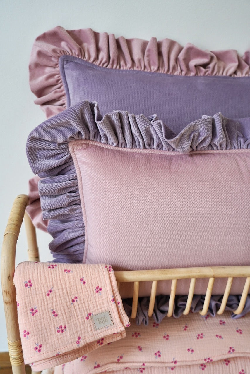 "Pink latte" Soft Velvet Pillow with Frill