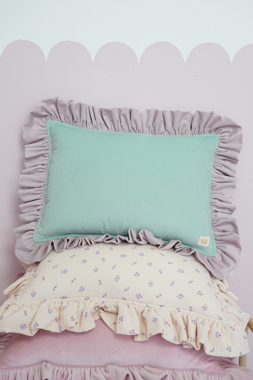 "Strawberry matcha" Soft Velvet Pillow with Frill