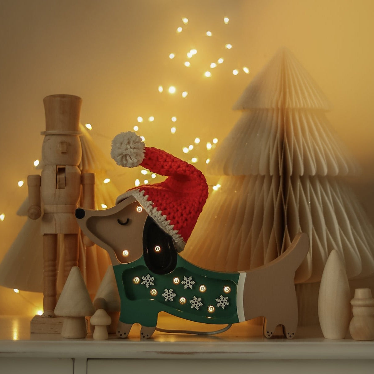Little Lights Mini Holiday Puppy Lamp ~ Christmas Snowflake