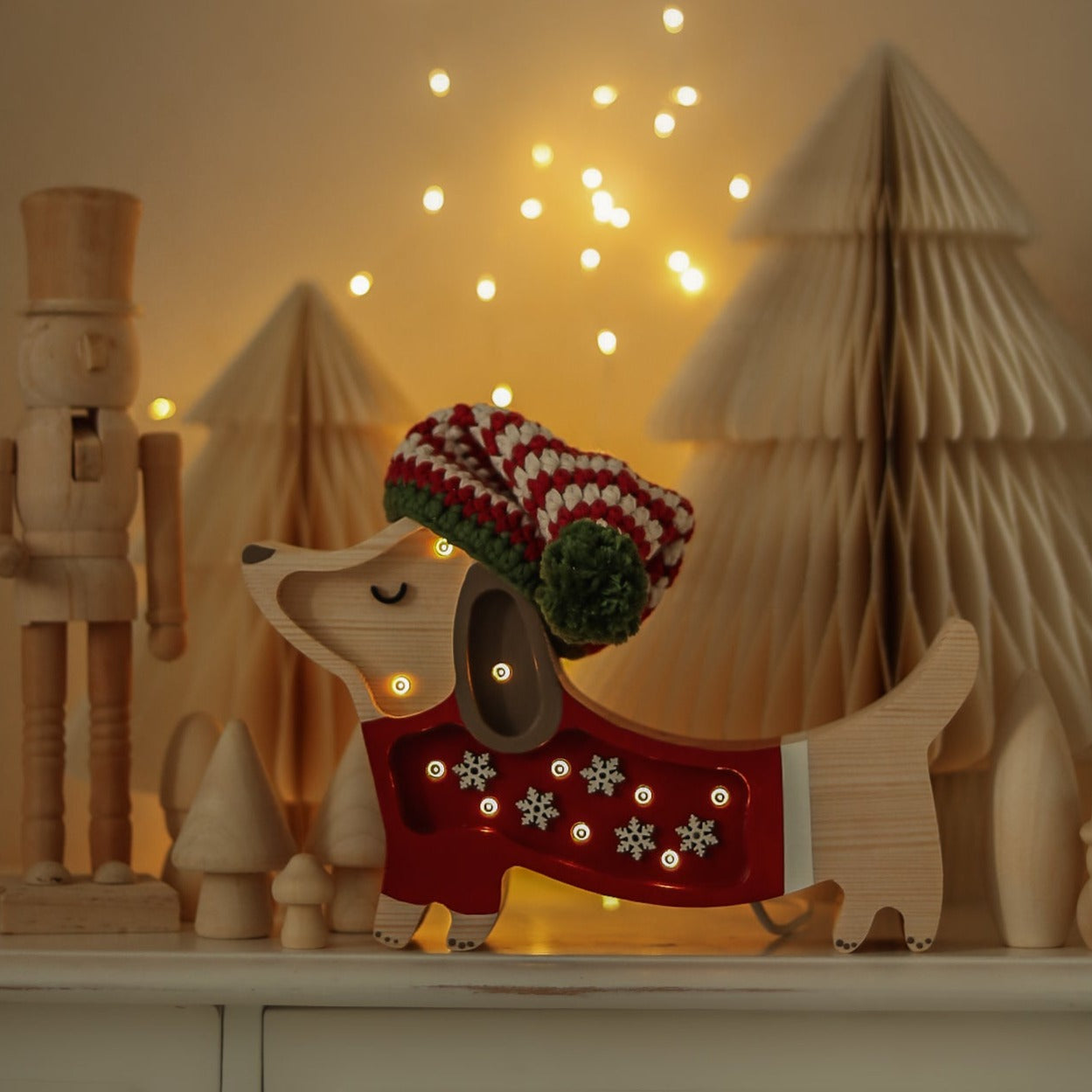 Little Lights Mini Holiday Puppy Lamp ~ Santa Helper