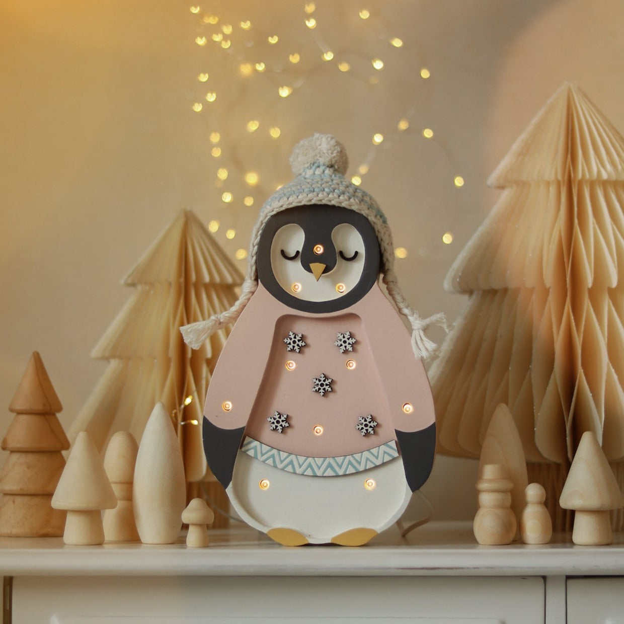 Little Lights Mini Holiday Penguin Lamp ~ Light Pink