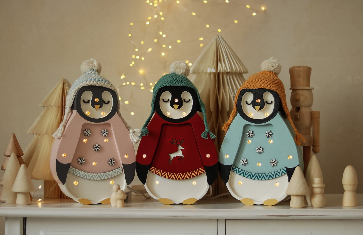 Little Lights Mini Holiday Penguin Lamp ~ Red