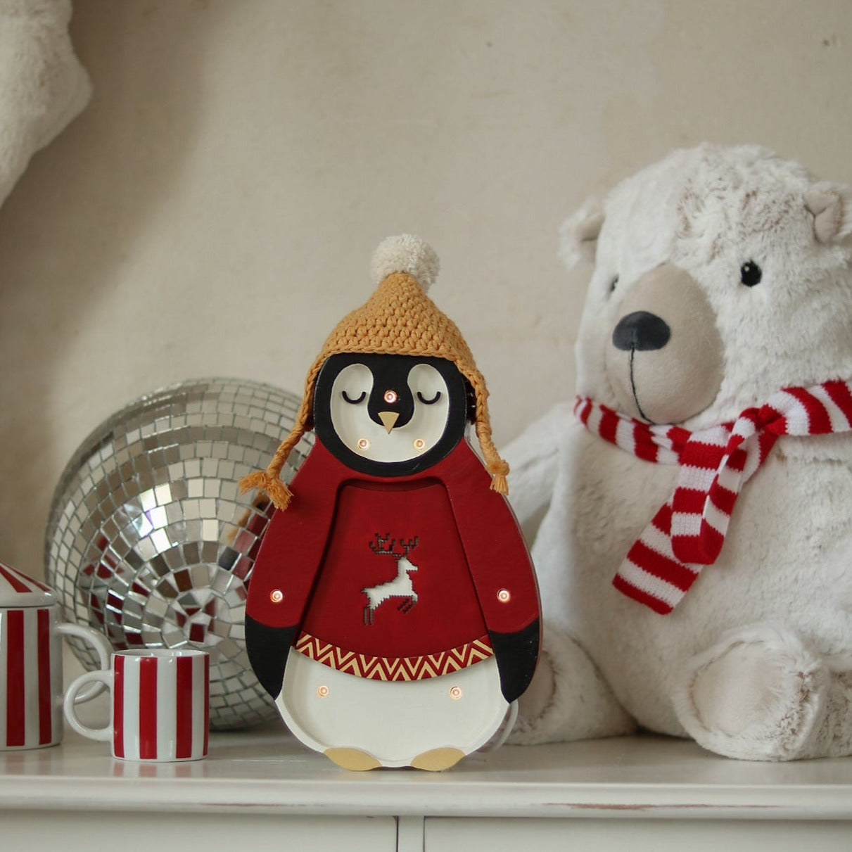 Little Lights Mini Holiday Penguin Lamp ~ Red