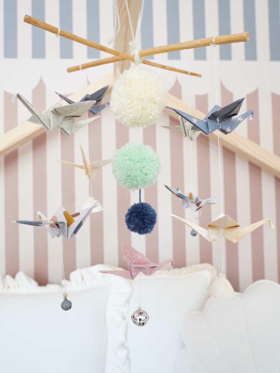 “Pastel colors” Origami Nursery Mobile