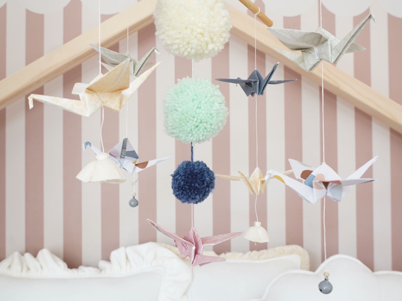 “Pastel colors” Origami Nursery Mobile