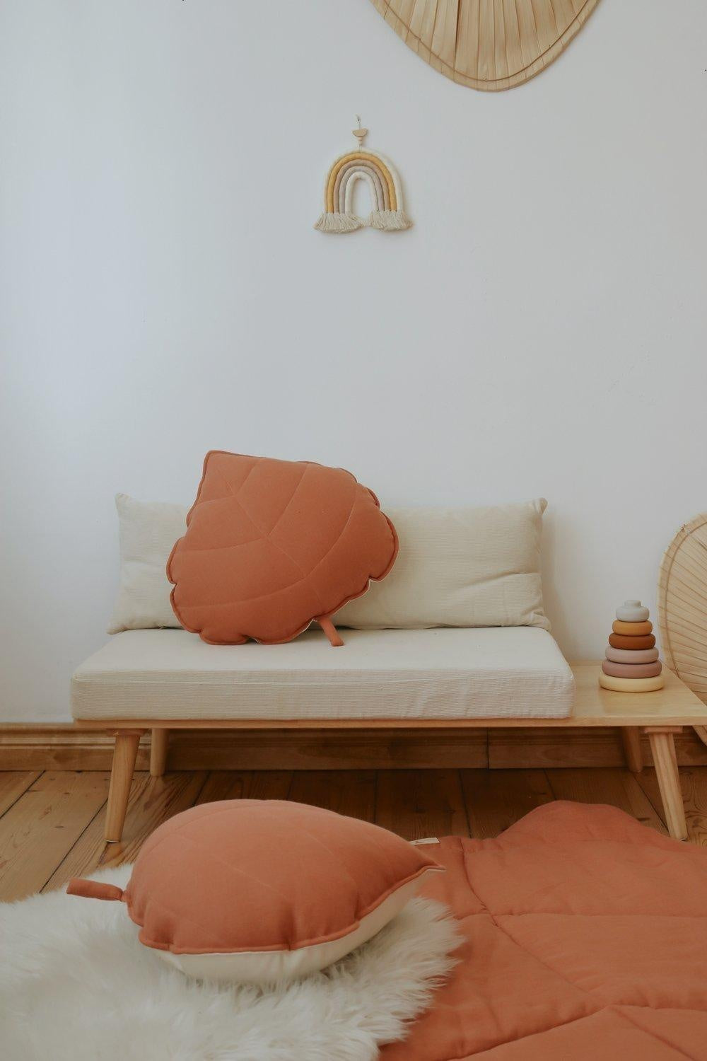 “Papaya” Linen Leaf Pillow