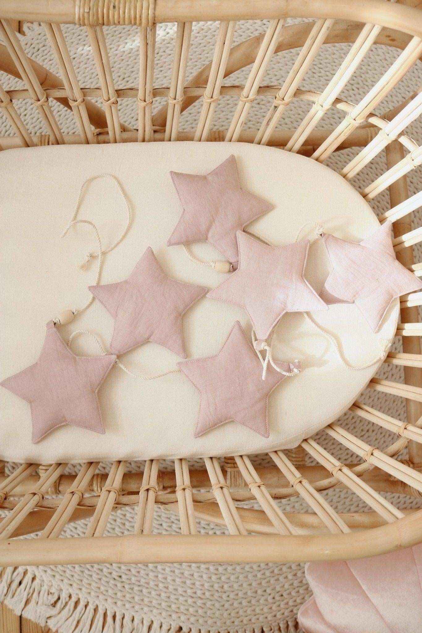 “Pink powder” Linen Garland with Stars - Moi Mili