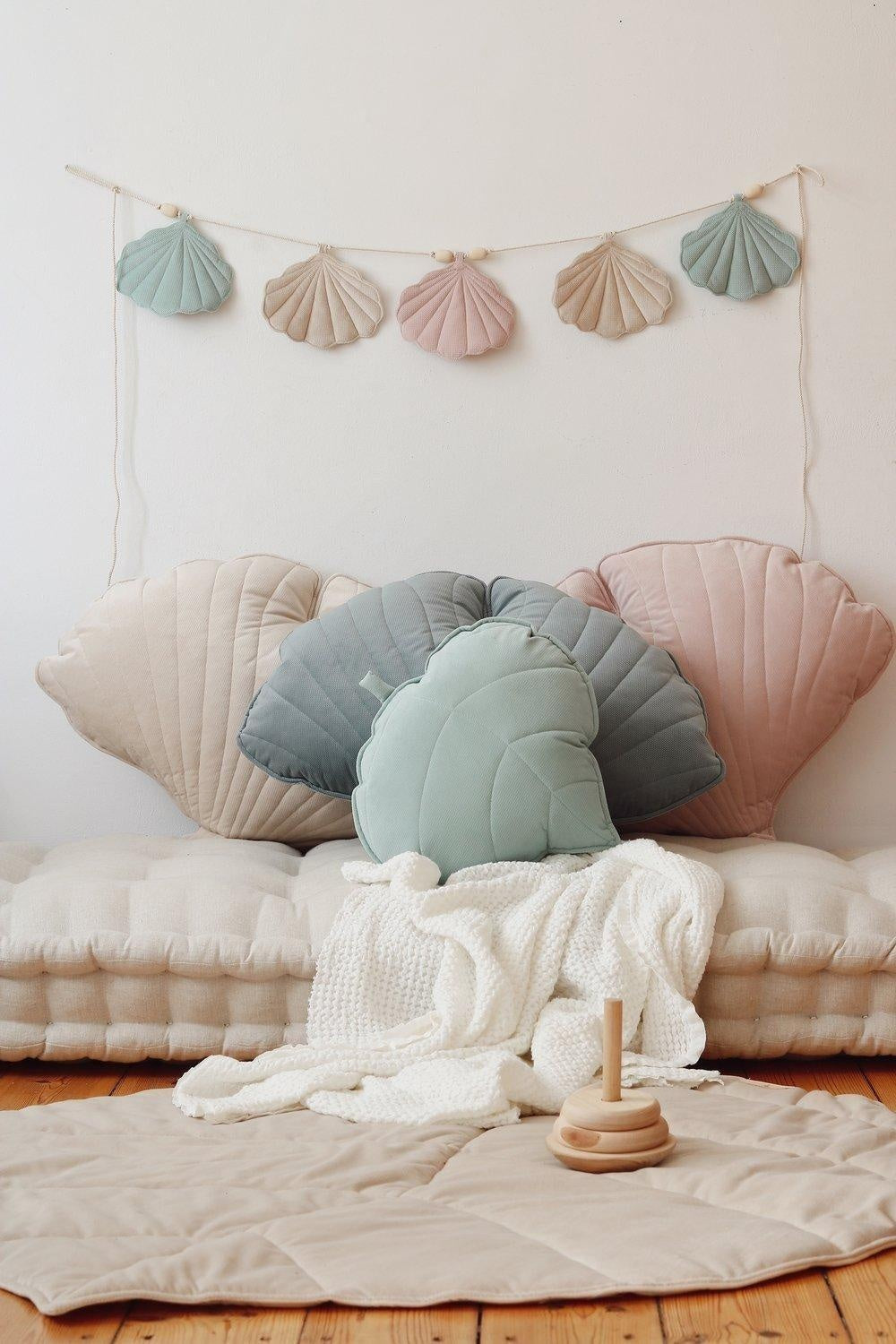 “Powder Mint” Velvet Leaf Pillow
