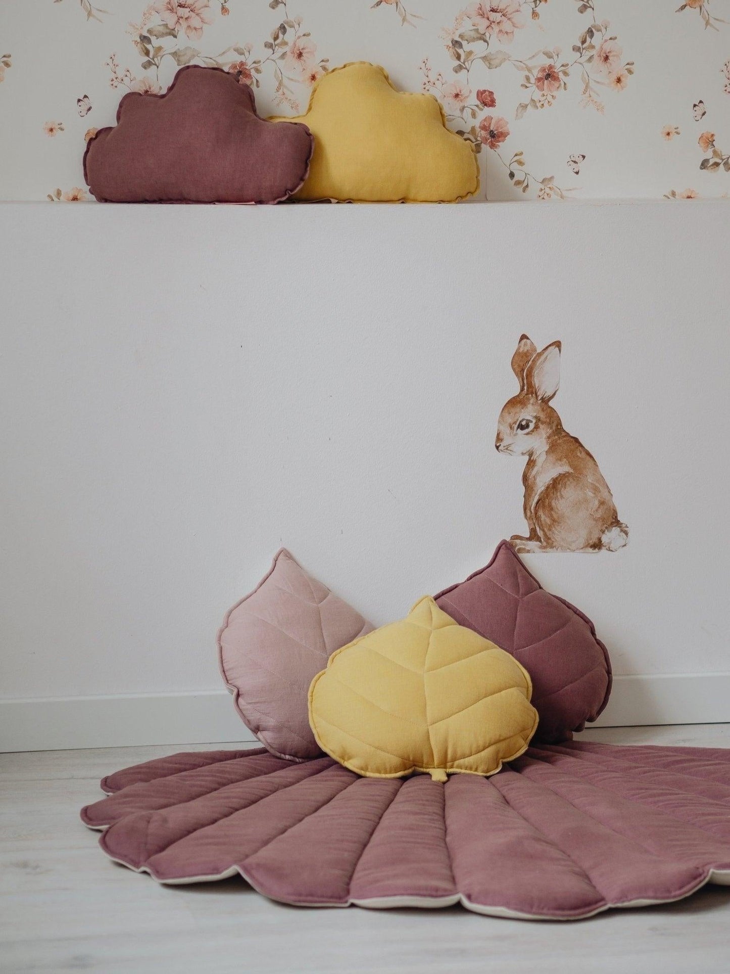 “Powder Pink” Linen Leaf Pillow
