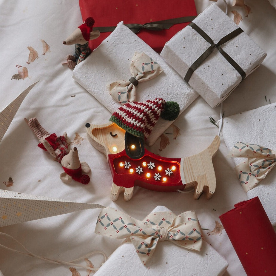 Little Lights Mini Holiday Puppy Lamp ~ Santa Helper