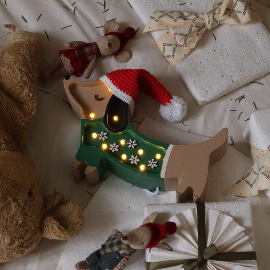 Little Lights Mini Holiday Puppy Lamp ~ Christmas Snowflake
