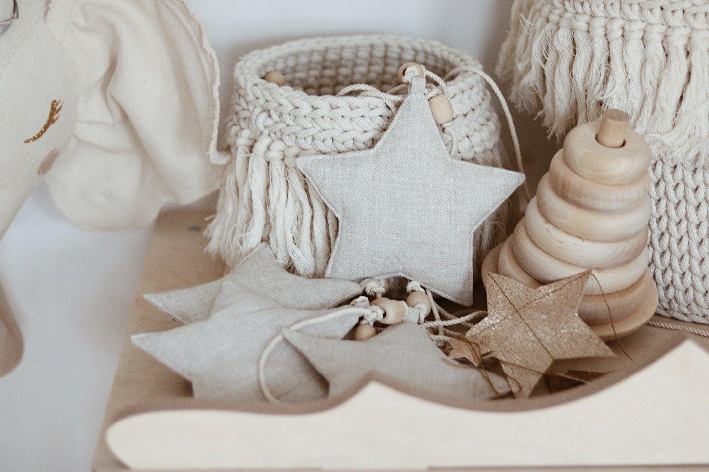 “Star Dust” Linen Garland with Stars