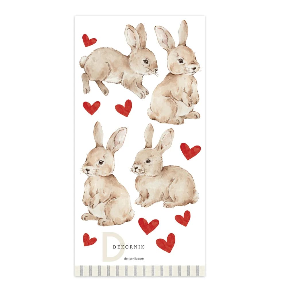 Bunnies Hearts Red Wall Decal Set