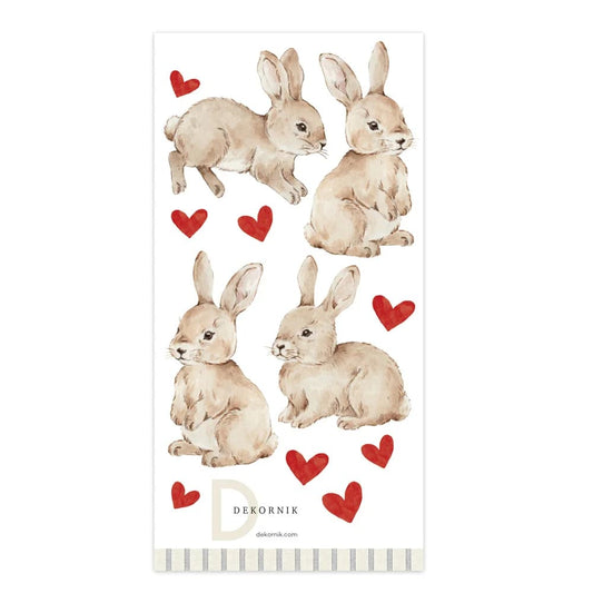 Bunnies Hearts Red Wall Decal Set