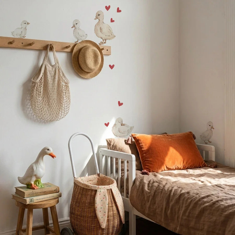 Ducklings Hearts Red Wall Decal Set