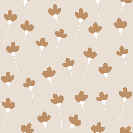 Daisies Beige Cinnamon Wallpaper