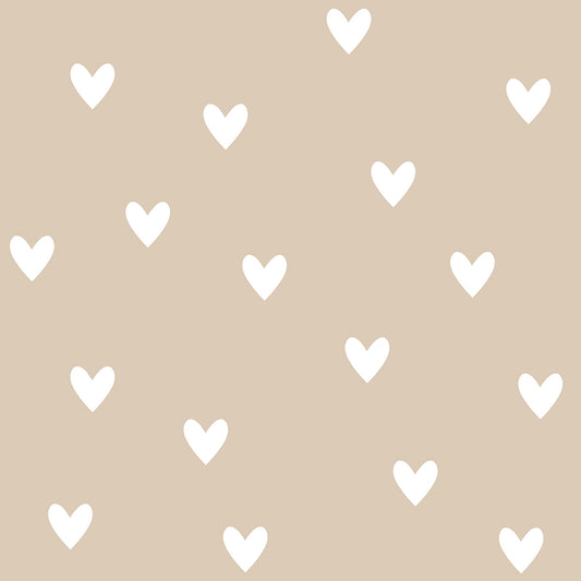 Hearts Beige Wallpaper