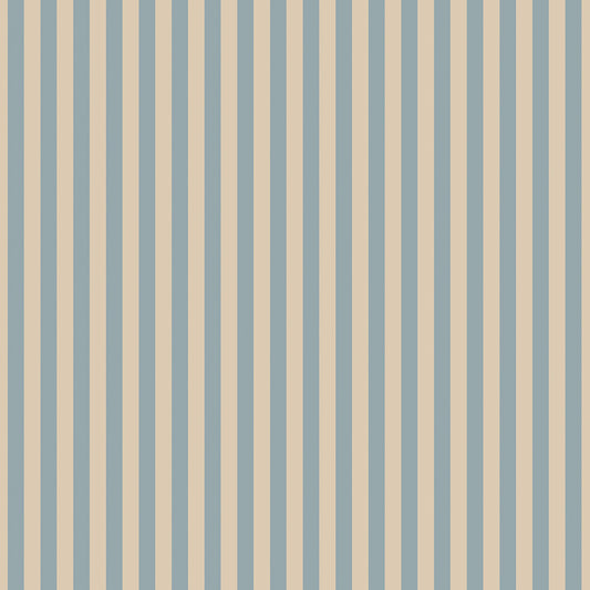 Vintage Stripes Beige Blue Wallpaper
