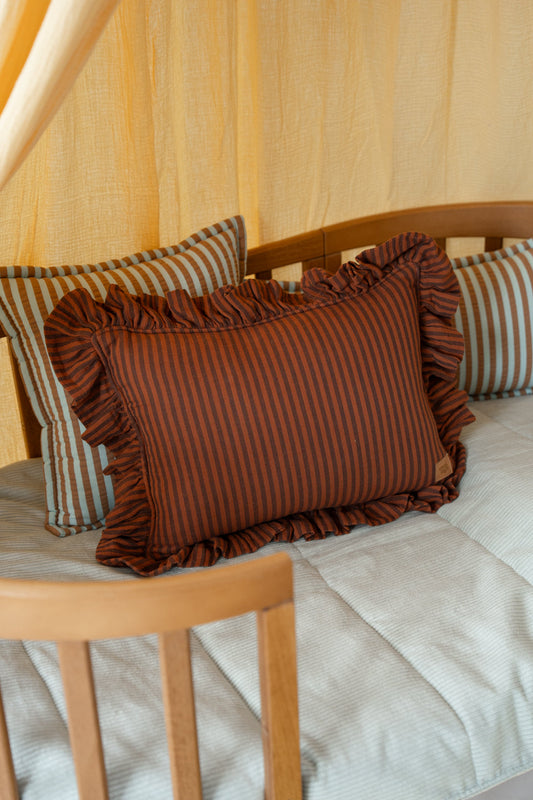 "Rusty Stripes" Pillow with Frill
