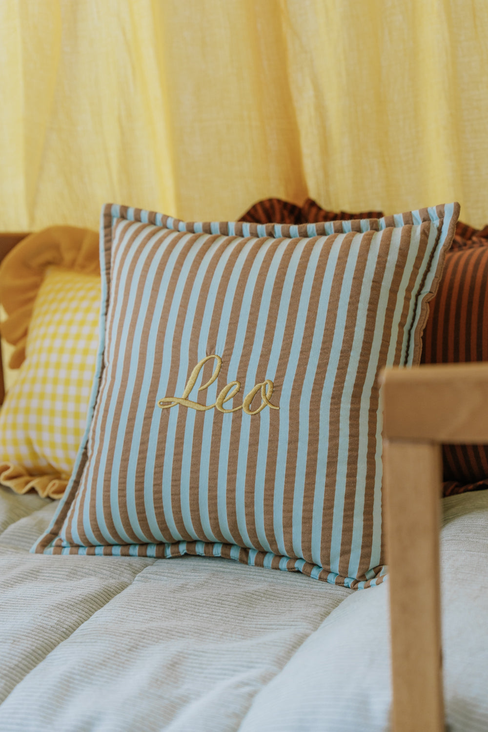 "Blue and Brown Stripes" Pillow