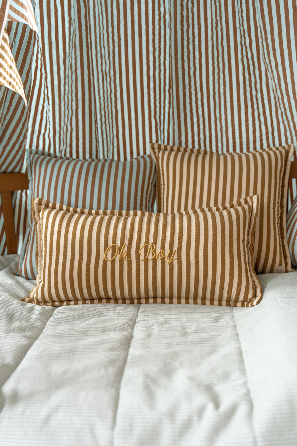 "Olive Stripes" Bolster Pillow
