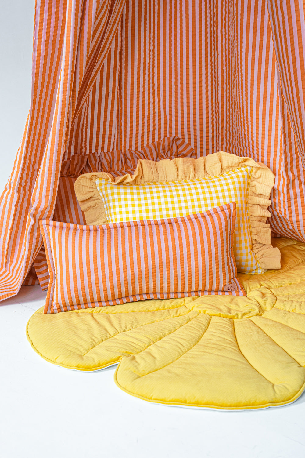 "Pink and Orange Stripes" Bolster Pillow