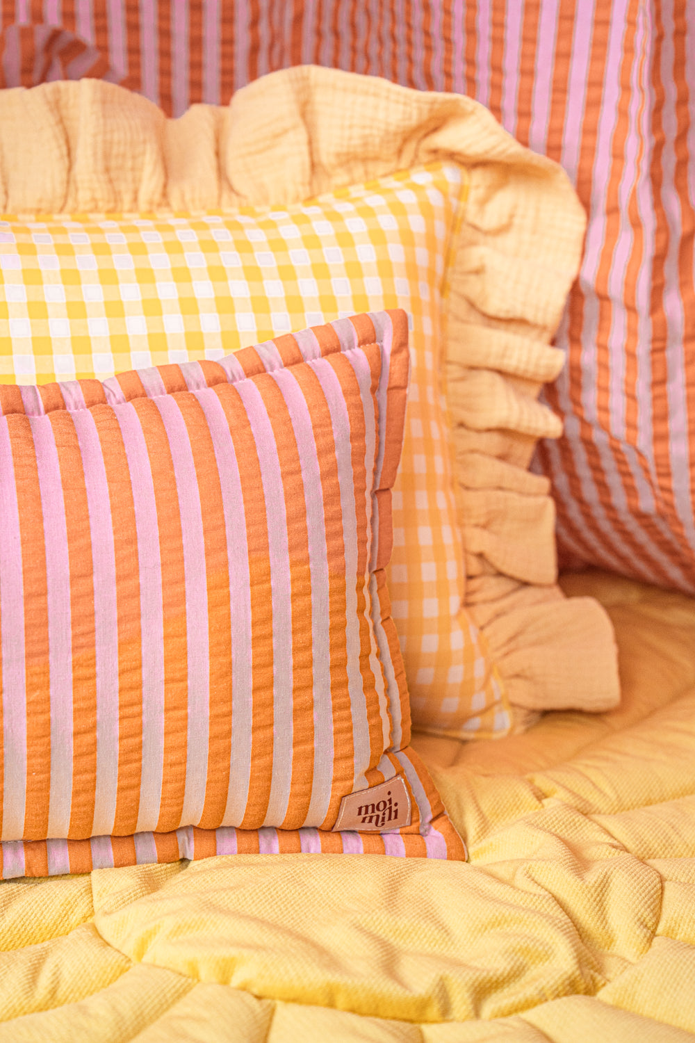 "Pink and Orange Stripes" Bolster Pillow