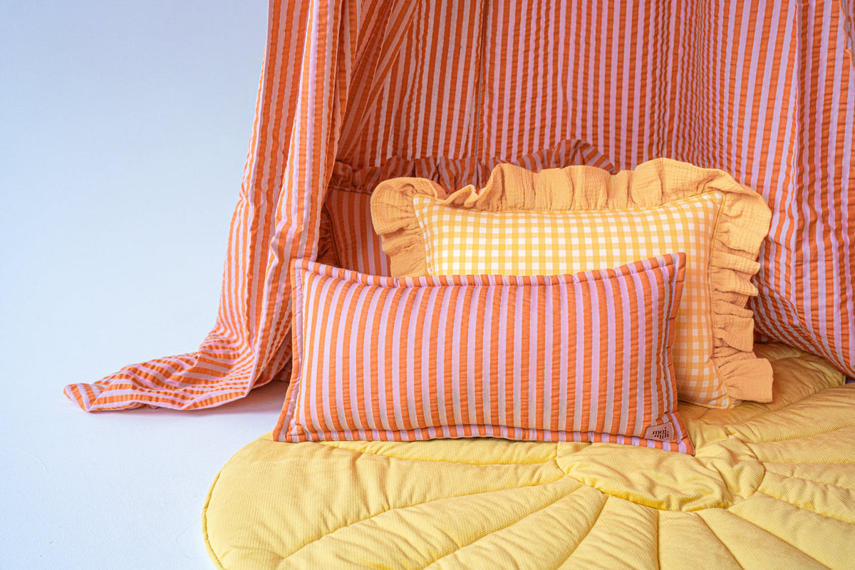 "Pink and Orange Stripes" Bolster Pillow