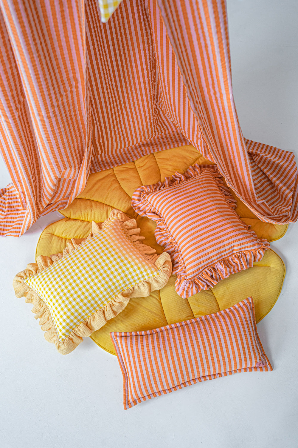"Pink and Orange Stripes" Bolster Pillow