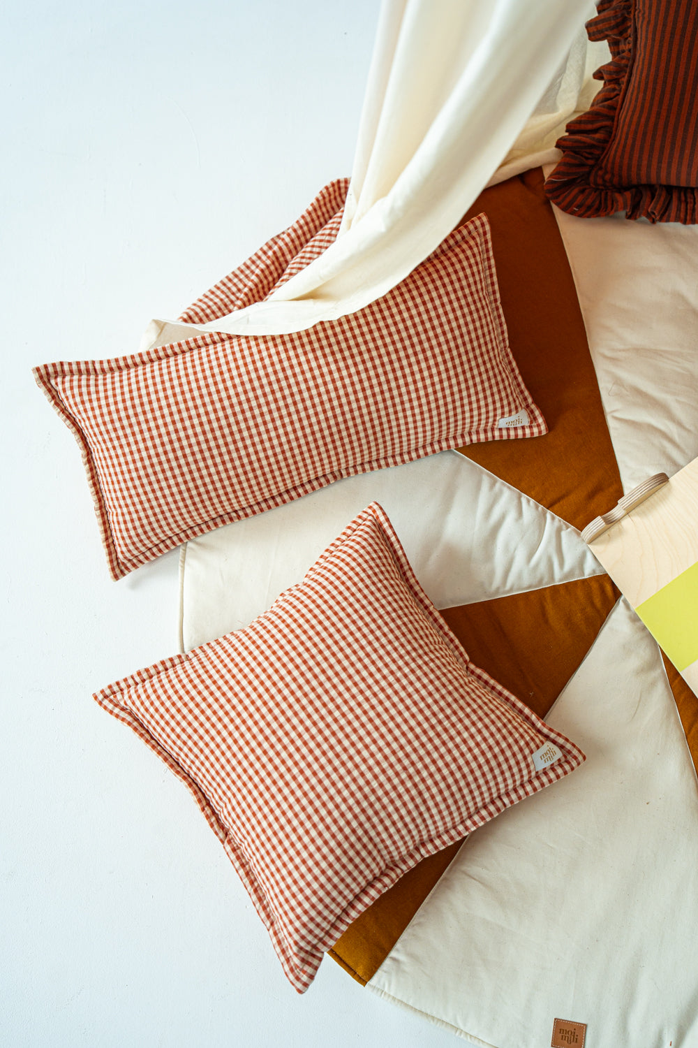 "Rusty Check" Bolster Pillow