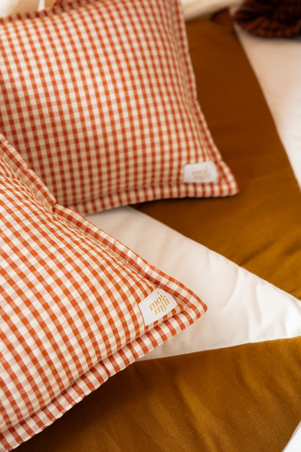 "Rusty Check" Bolster Pillow
