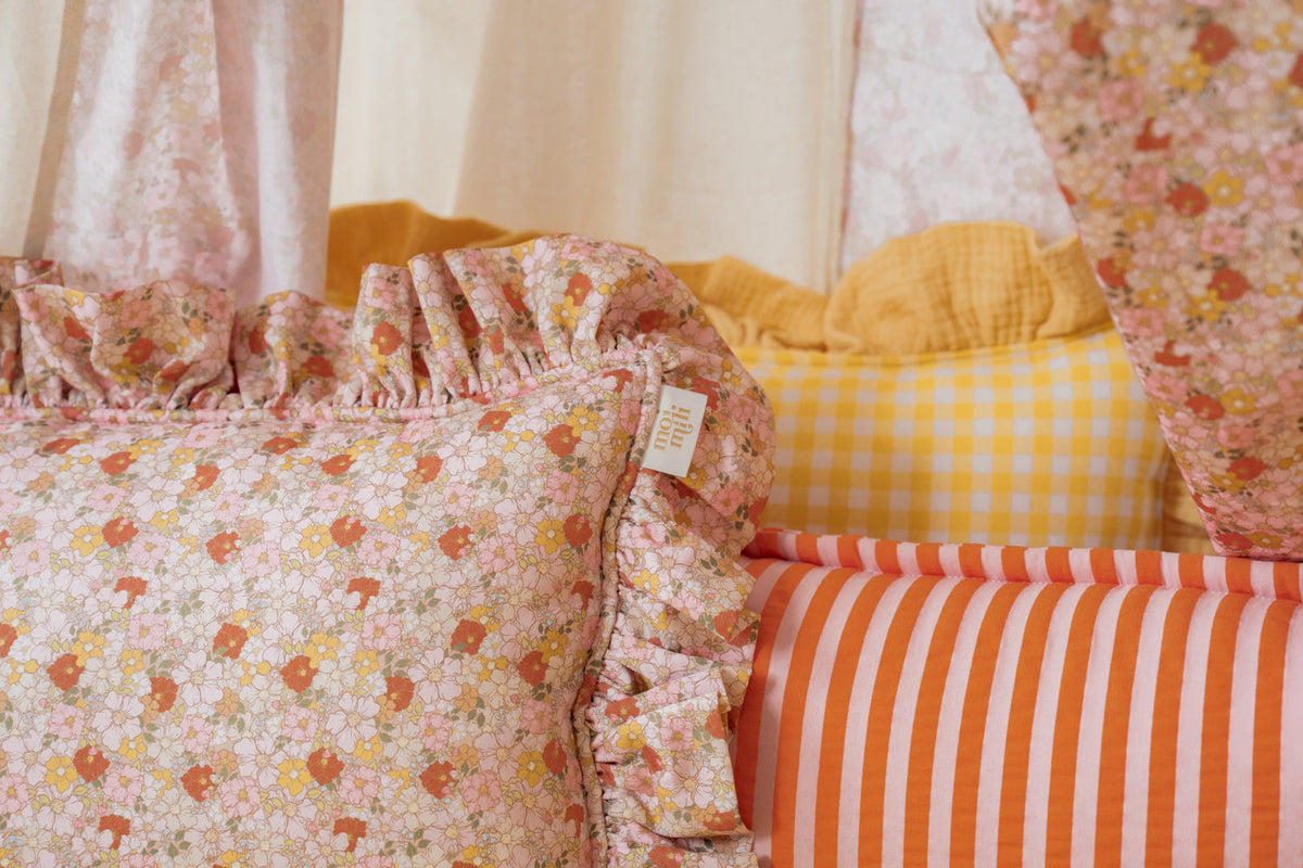 "Pink and Orange Stripes" Bolster Pillow